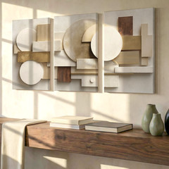 3 Pieces Modern Geometric Abstract Large Wall Art Set for Bedroom Set Of 3