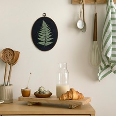 Fern Wall Art Oval Frame Dark Cottagecore Botanical Decor Canvas 8.5×11.5in