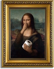 YD&YZY Gold Framed Bathroom Wall Art Mona Lisa Humor 10″L x 8″W,