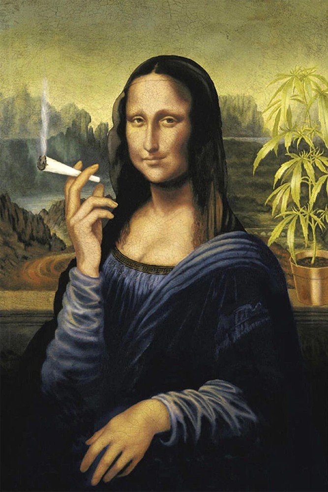 Mona Lisa Smoking Joint Poster Wall Art Print Decor Renaissance Pop Art