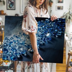 Wall Art Captivating Arrangement Of Various Blue Gemstones, Including Large