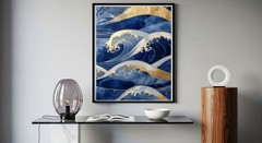 Japanese Decor Wall Art Poster Hato Wave 11.7×16.5in Made in Japan 260303