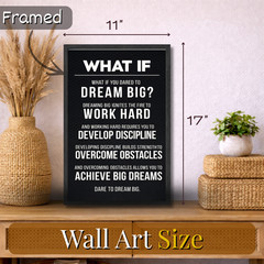Dare to Dream Big Motivational Wall Art Framed Poster 11×17 Inspirational Quote