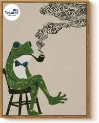 Funny Frog Canvas Wall Art, 12X16 Framed Vintage Animal Painting, Whimsical Frog