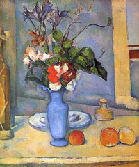 THE BLUE VASE FLOWERS STILL LIFE IMPRESSIONISM PAINTING BY PAUL CEZANNE REPRO