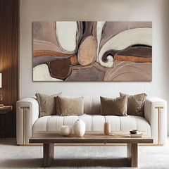 Neutral Earth-Tone Abstract Canvas Art with Gold Accents for Modern Decor 20×40