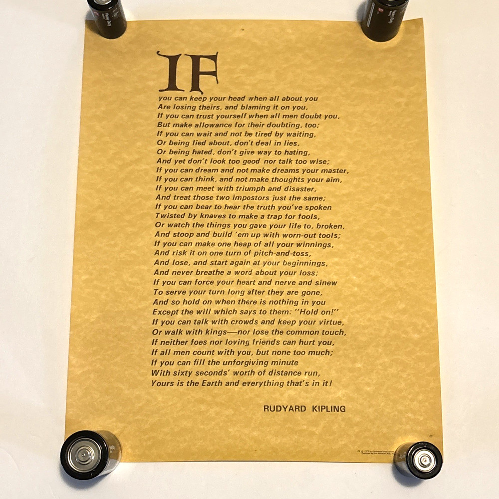 IF 1973 Poem by Rudyard Kipling Wall Art 11×14 Unframed Typography Poetry Print