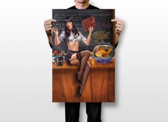 Pin Up Study Time Sticker Hot Sexy Babe New Decal Wall- POSTER 20×30