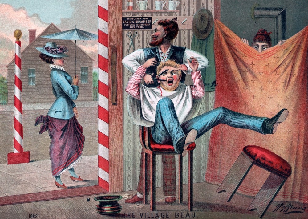 15599.Wall Decor Poster.Interior Art.Barber Shop Humor The Village Beau Comic
