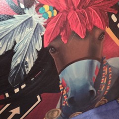 Vibrant Native-Style Horse Canvas Wall Art (15″ x 15″)