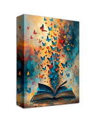 Colorful Butterfly Book Canvas Wall Art Retro Book Lover Gift Room Wall Decor