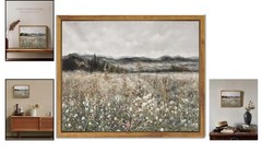 Classic Oil Painting Framed Canvas: Vintage Prairie Landscape – 8×10 in Beauty