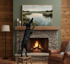 Framed-Black Lab Wall Art,Vintage Hunting Picture,Rustic Farmhouse Canvas Pri…
