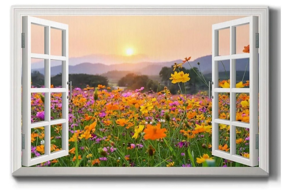 Renditions Gallery Canvas Wall Art 27″ X 18″ Wildflowers At Sunset