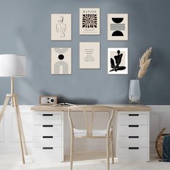 8x10in Unframed Matisse Wall Art Prints Set – Abstract Leaf Women, Beige & Bl…