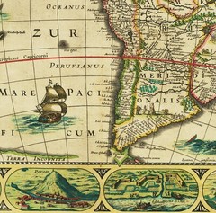 Ancient Antique Old 1625 Map: America, 100% Cotton Canvas Magnetic Wooden Hanger