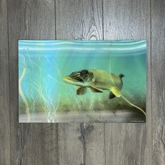 3D Art Wildlife Hologram Lenticular Poster Fish Pike Musky Place Mat 17”x11”