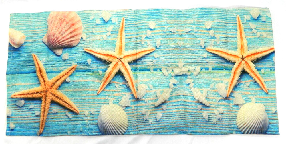 17 in x 72 in Starfish Seashells Wall Art Canvas Fabric Print Banner Decorative