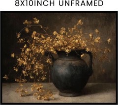 Rustic Dark Floral Autumn Wall Art – Moody Vintage Botanical Print – French