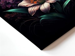 Wall Art Floral Bouquet Print Dark Background Orange Lily Peony Blue Flowers