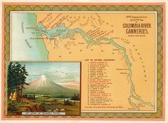 1885 Map of Columbia River Canneries California near Astoria Wall Art Poster