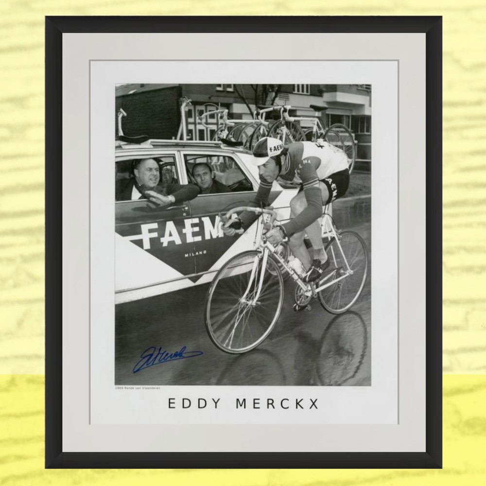 Eddy Merckx Signed Print- Tour of Flanders 1969, 20 x 24 Inch Cycling Photo