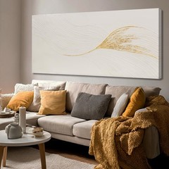 Wall Art Hand Painted Oil Painting, Oversized Neutral White Gold Textured Abs…