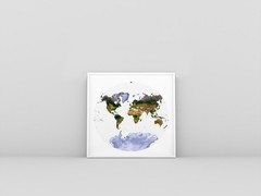 World Map, Van der Grinten Projection World Map, Framed World Relief Map