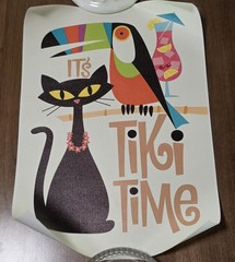 Tiki Bar Art Vinyl Print MCM Style Atomic Cat Toucan Tropical Decor NEW