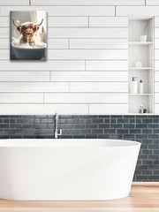Bathroom Wall Art 12x16in Highland Cow Wall DecorWaterproof Wood Framed Canva…