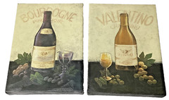 (2) Wine-Themed 6×8 Art Prints | Valentino Chardonnay & Bourgogne Pinot Noir