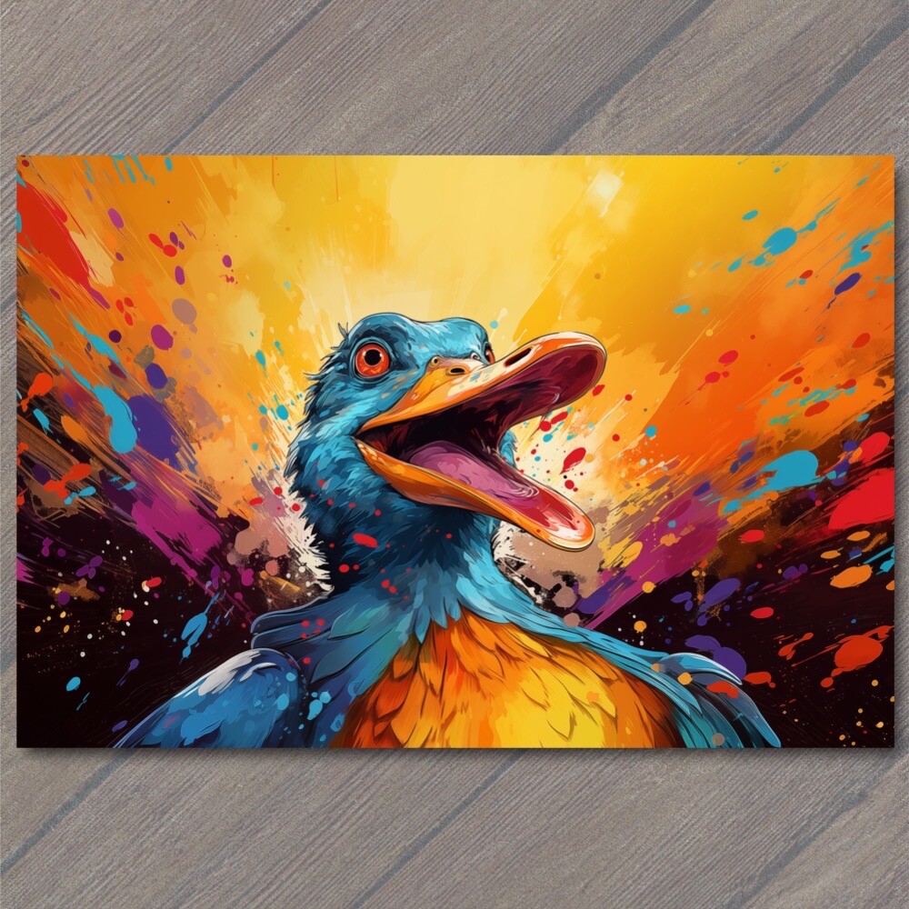 Art Print Duck Smile Happy Retro Pop Art Splash Colors Cute Fun Vibrant