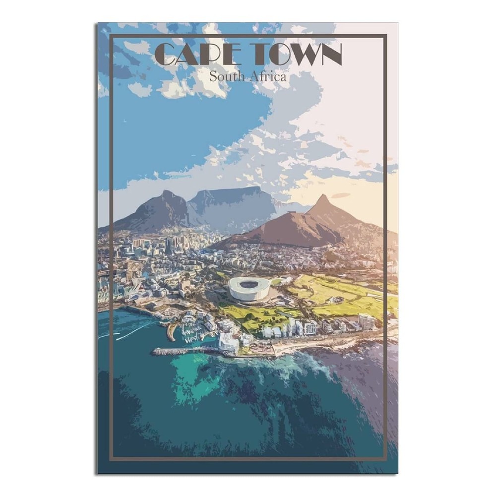 Cape Town South Africa Vintage Travel Poster 18″L x 12″W, Unframe-style