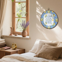 Italian Blessing Lemon Round Wall Art Decor, Rustic Mediterranean Lemon Hangi…