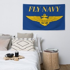 Large Fly Navy Flag Fly Navy Banner Aviator Insignia (1-Sided)