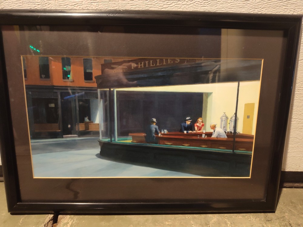Edward Hopper Nighthawks Framed Canvas Art Museum Style Licensed Production