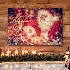 32″x48″ – Canvas Print Wall Art – Merry Christmas Santa Claus Home Decor