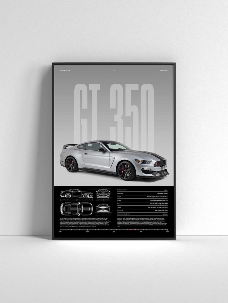 Ford Mustang Shelby GT350 Poster | American Muscle Car Wall Art | Gift Idea
