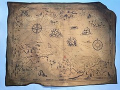 HUGE Pirate Treasure Map Aged Replica Art Print CANVAS – 24 x 32 Inches