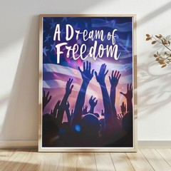Freedom USA Flag Poster Patriotic Wall Decor, 4th of July Poster