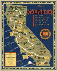 Early University Campuses of California Map Wall Poster Decor Vintage History