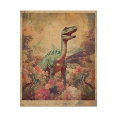 Vintage DINOSAUR BOTANICAL Wall Art, Jurassic Flower Decor, Dino Floral Print