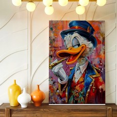 Wall Art Colorful Duck Gentleman Portrait Canvas Print Abstract Graffiti Decor