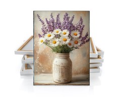 16×20 Lavender and Daisy Bouquet Wall Art Canvas Print