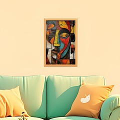 Canvas Art Abstract Color Face Geometric Cubism Modern Wall Decor