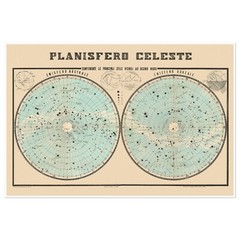 Italian Celestial Star Chart circa 1850 | Art Print Poster Vintage Wall Decor