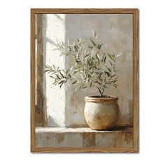 Framed Vintage Olive Tree Wall Art, Textured 16″L x 12″W,