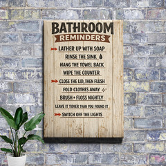 Bathroom rules typography Poster Print distressed hand painted lettering
