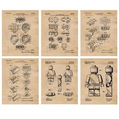 Interlocking Figure Patent Prints, 6 (8×10) Unframed Photos, Wall Art Decor f…