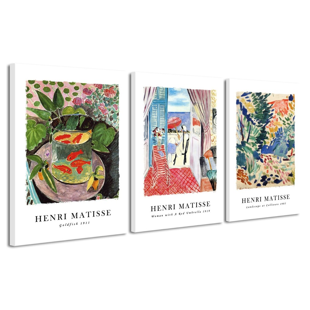 3 Piece Henri Matisse Posters Woman with A Red Umbrella Landscape at Collioure